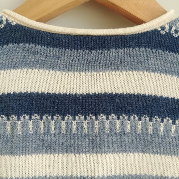 Vintage made in Canada button down blue white striped sweater vest Small - Picture 8 of 16